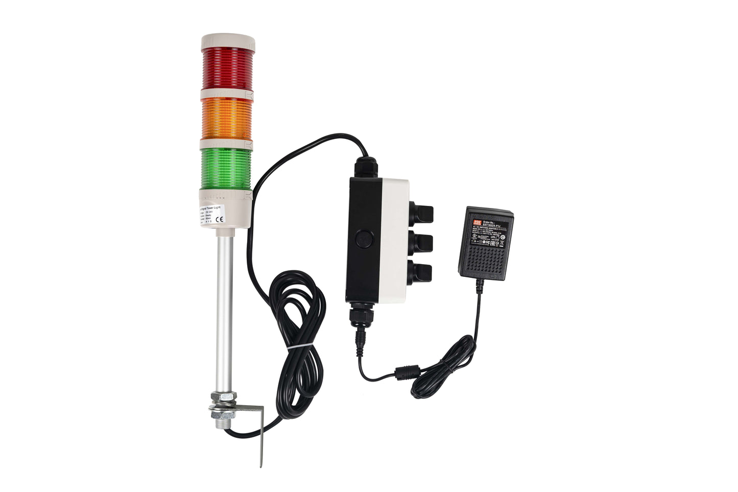 ANDONT 3 Stack Super Bright LED Andon Tower Lights, 2.3622" Diameter, Off-ON,16 ft Extension Cord, 6 ft Industrial Adapter, IP65, Plug Play Ready