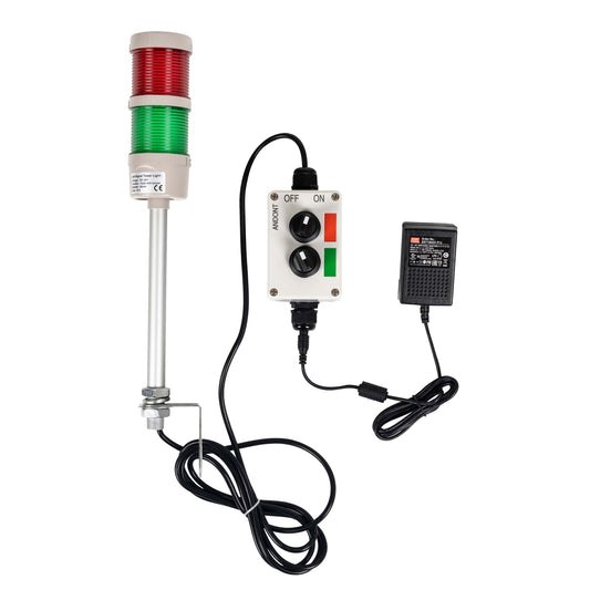 ANDONT 2 Stack Super Bright LED Andon Tower Lights, Red/Green, Off-ON,16 ft Extension Cord, 6 ft Industrial Adapter, IP65, 2.36" Diameter 15.6" Length, Plug Play Ready